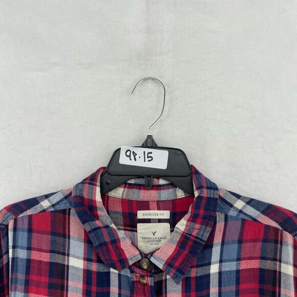 American Eagle Outfitters Shirt Women's Sz XL Red Plaid Oversized Fit Button Up - Picture 13 of 13